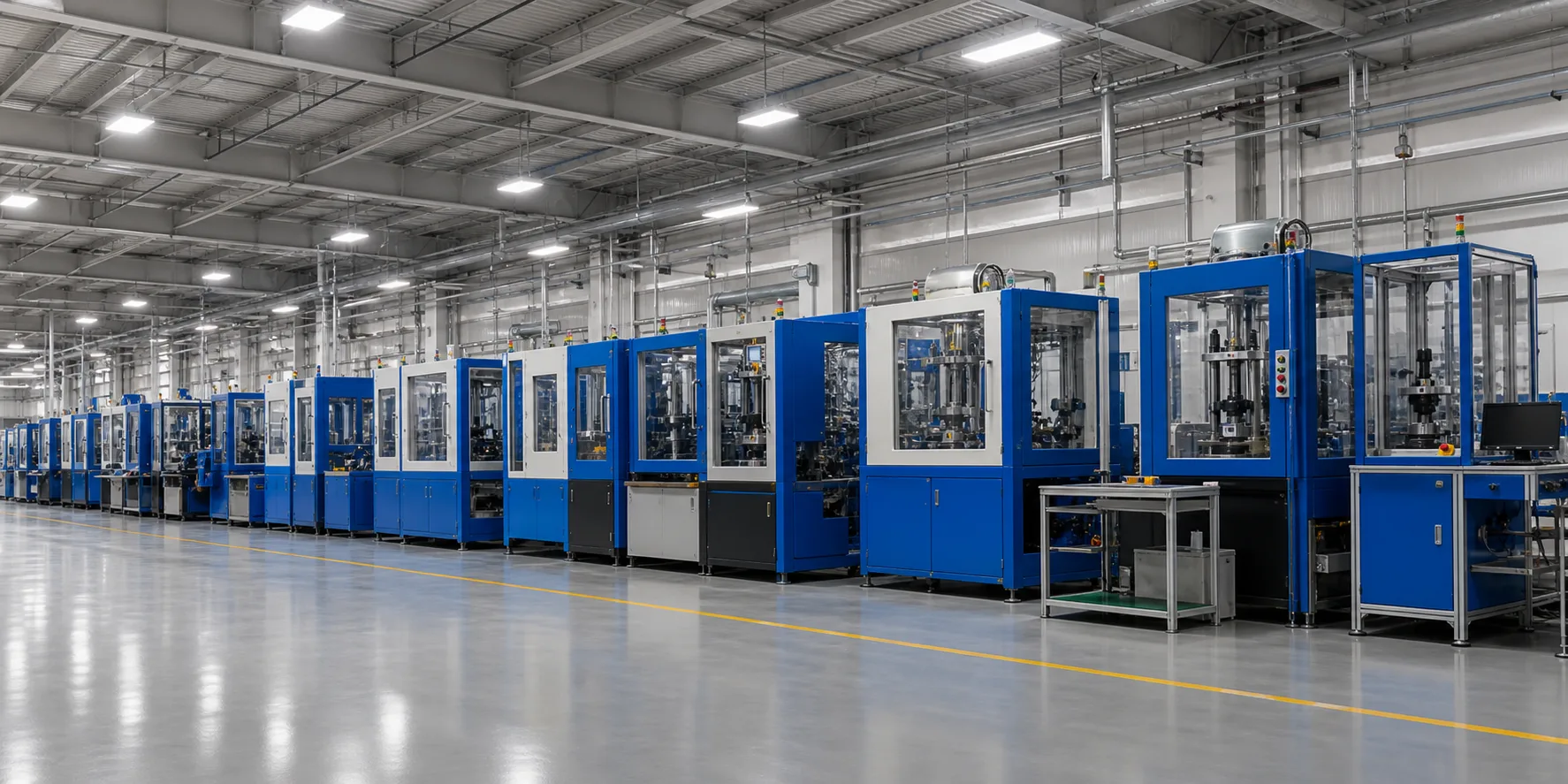 Factory blue machinery line
