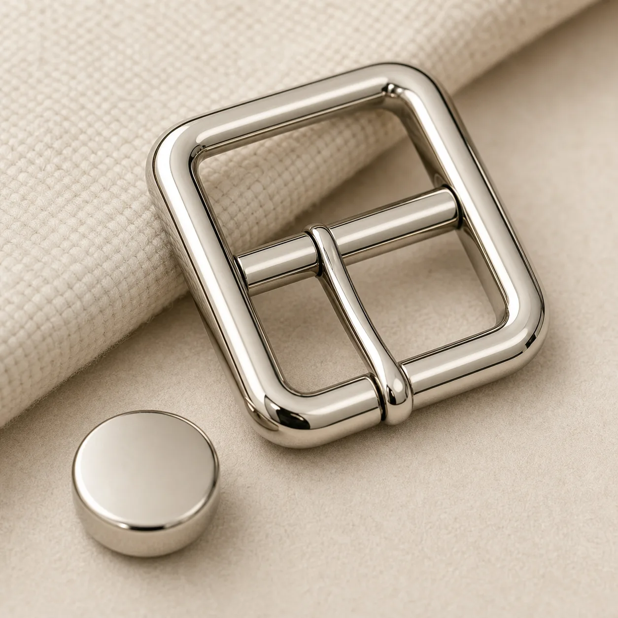 Nickel finish samples for bag and garment hardware