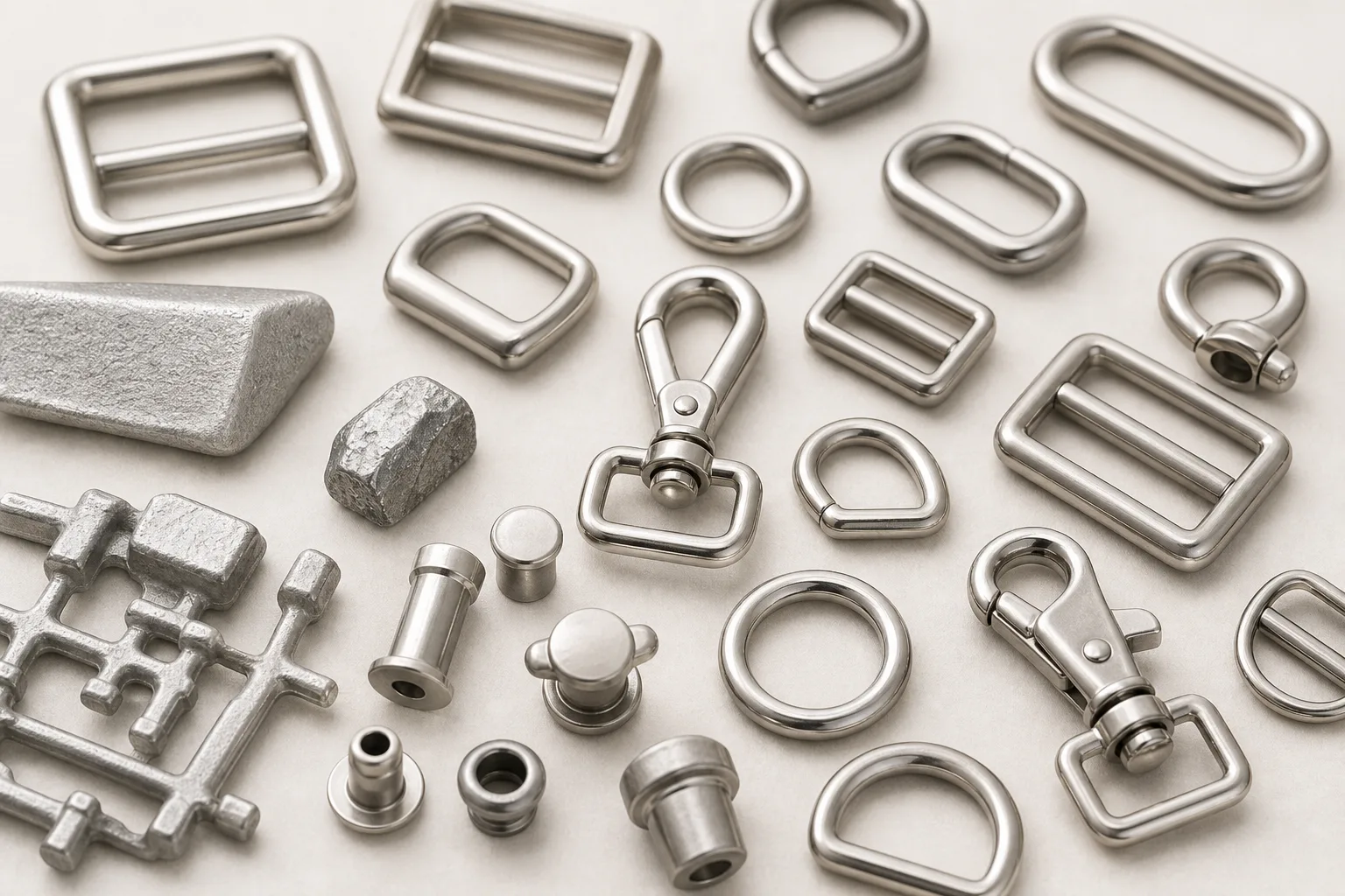 Zinc Alloy hardware material samples for bags and garments