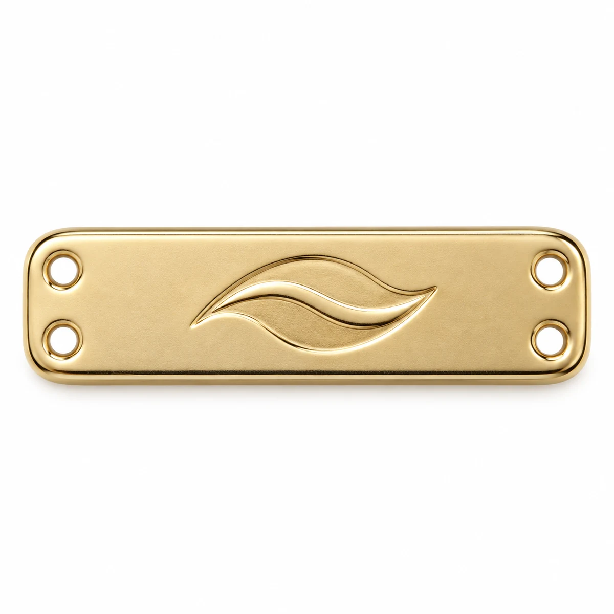 Sew-on Metal Side Label - front view