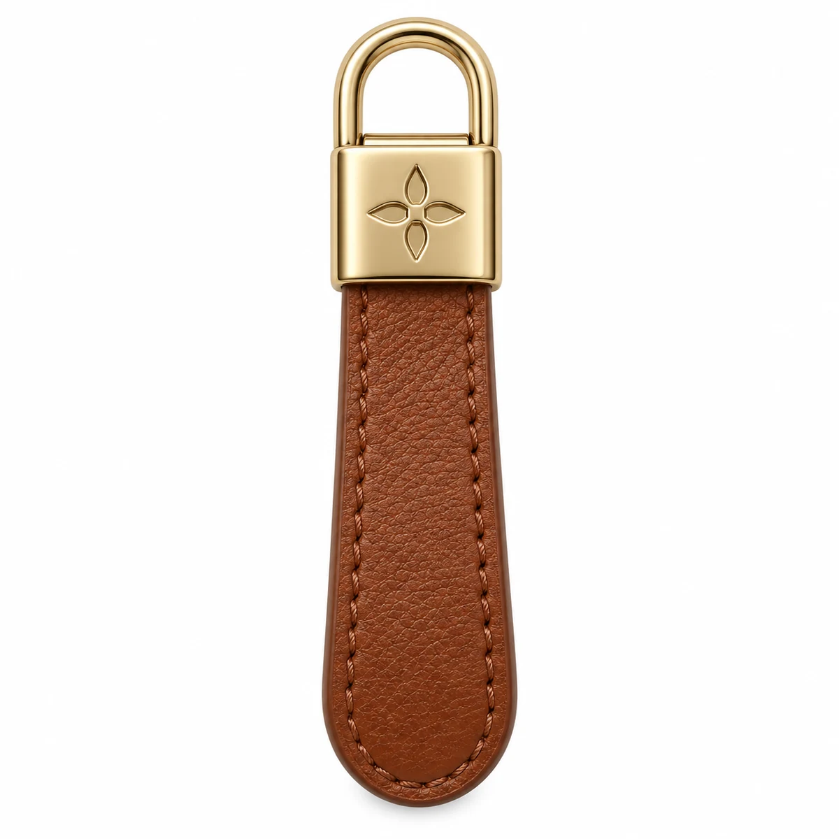 Leather-tab Puller with Metal Logo Cap - front view