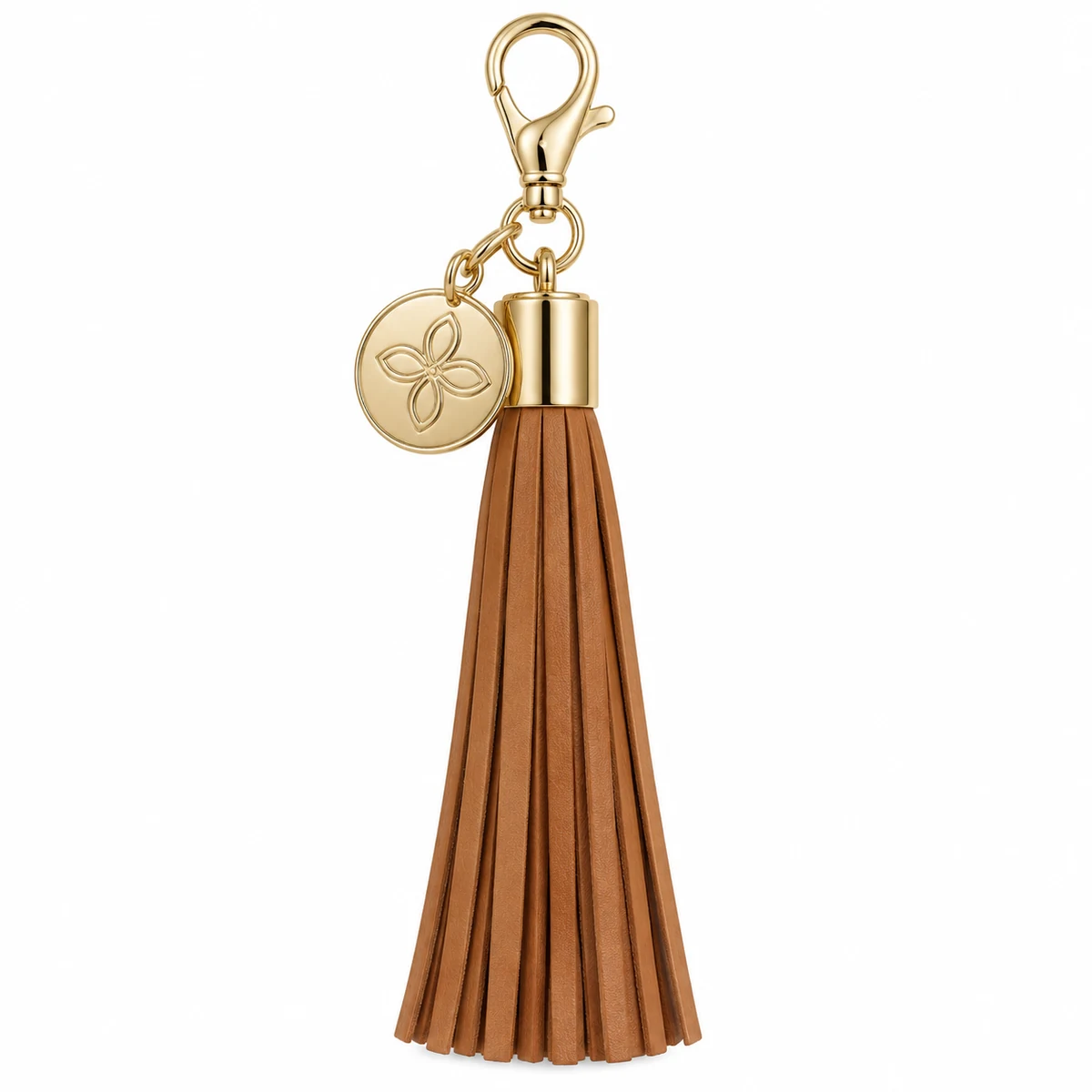 Logo Charm with Leather Tassel - front view