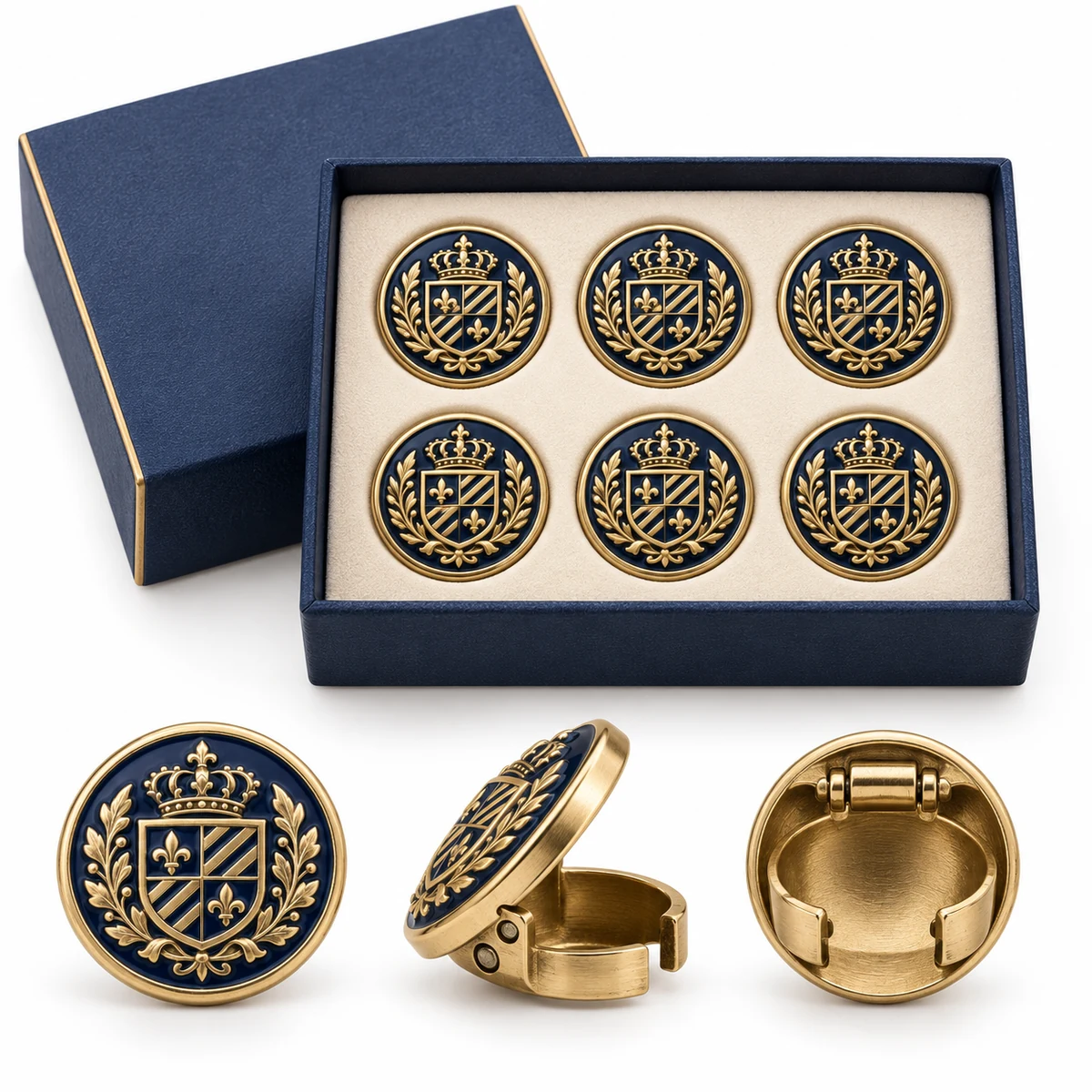 Enamel Crest Button Cover Set (6 pcs, Gift Box) thumbnail 5