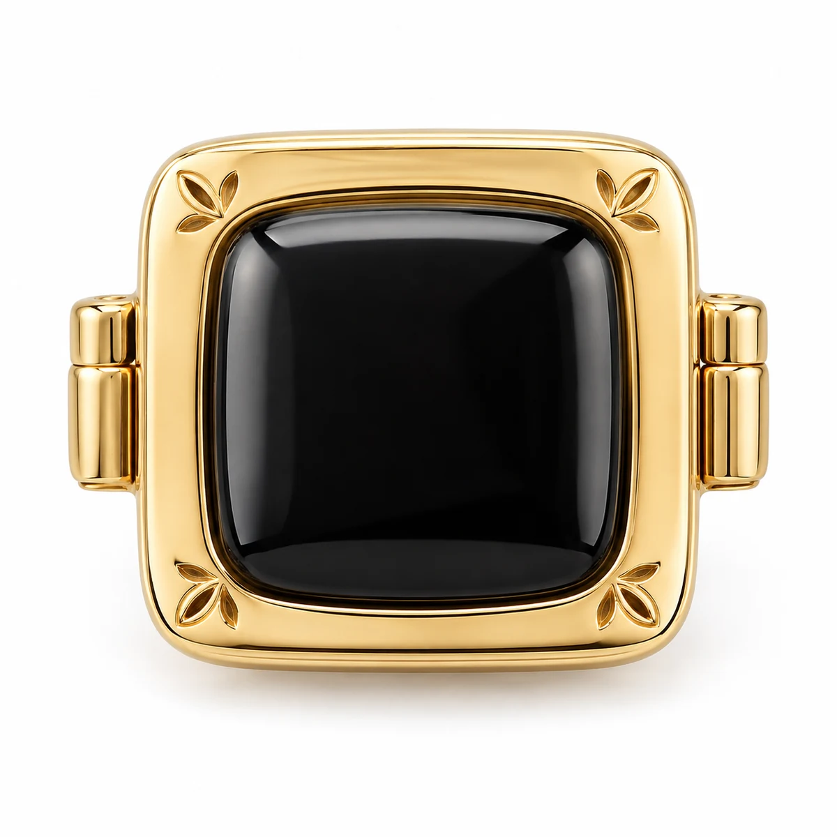Cufflink-look Onyx Inset Button Cover - front view