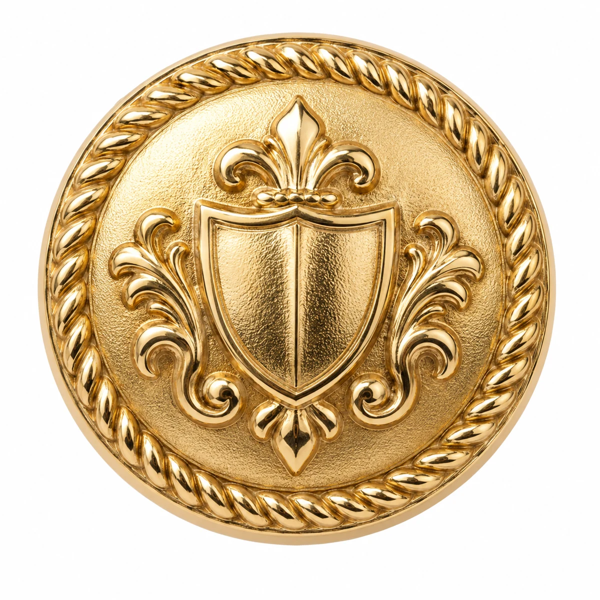 Crest Relief Gold Shank Button - front view