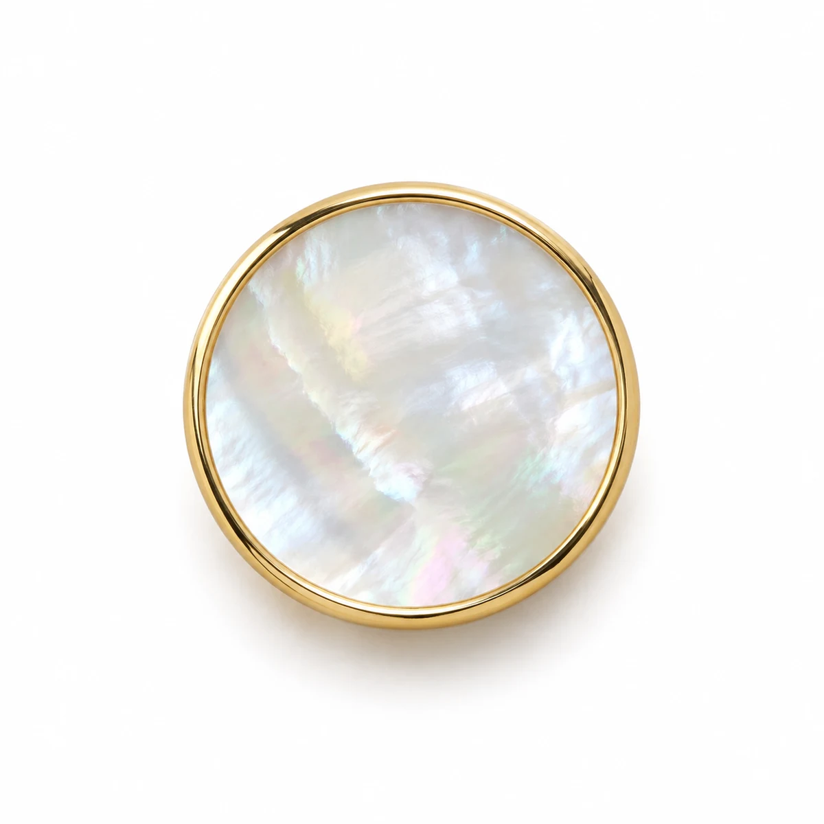 Mother-of-Pearl Inlay Metal Rim Button - front view