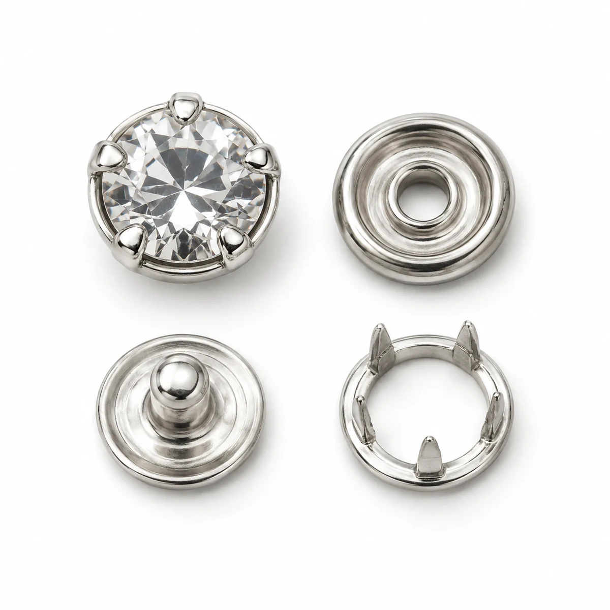 Rhinestone Prong Snap - front view