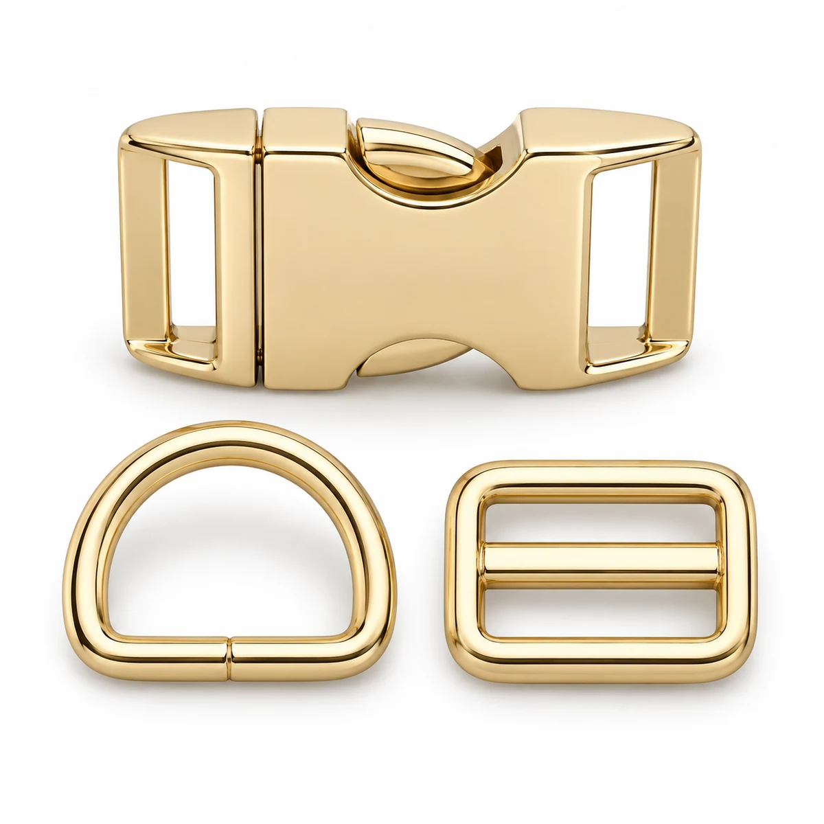 Pet Collar Hardware Matching Set (Buckle + D-ring + Slider) - front view