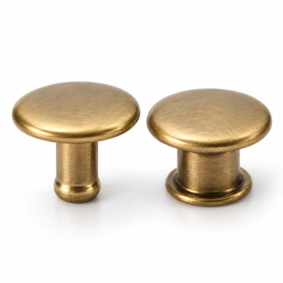Logo-embossed Double-cap Rivet (Steel/Brass, 10.5–15mm) - front view