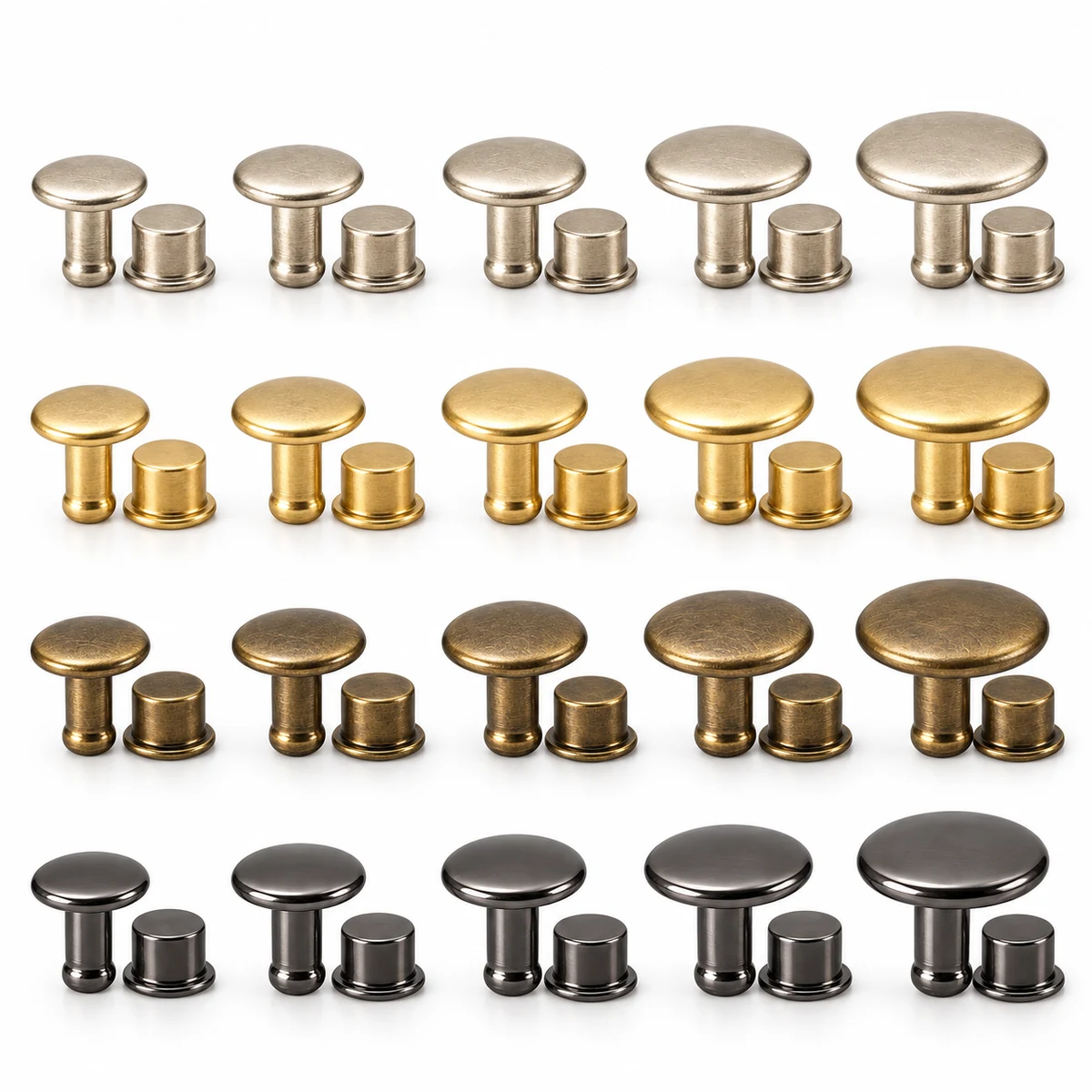 Logo-embossed Double-cap Rivet (Steel/Brass, 10.5–15mm) thumbnail 5
