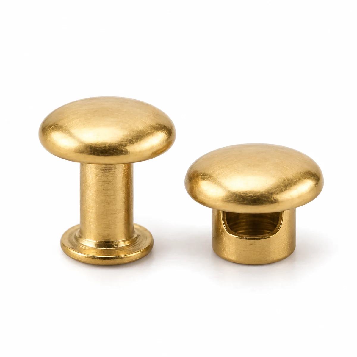 Solid Brass Small Double-cap Rivet 6/7/9mm - front view