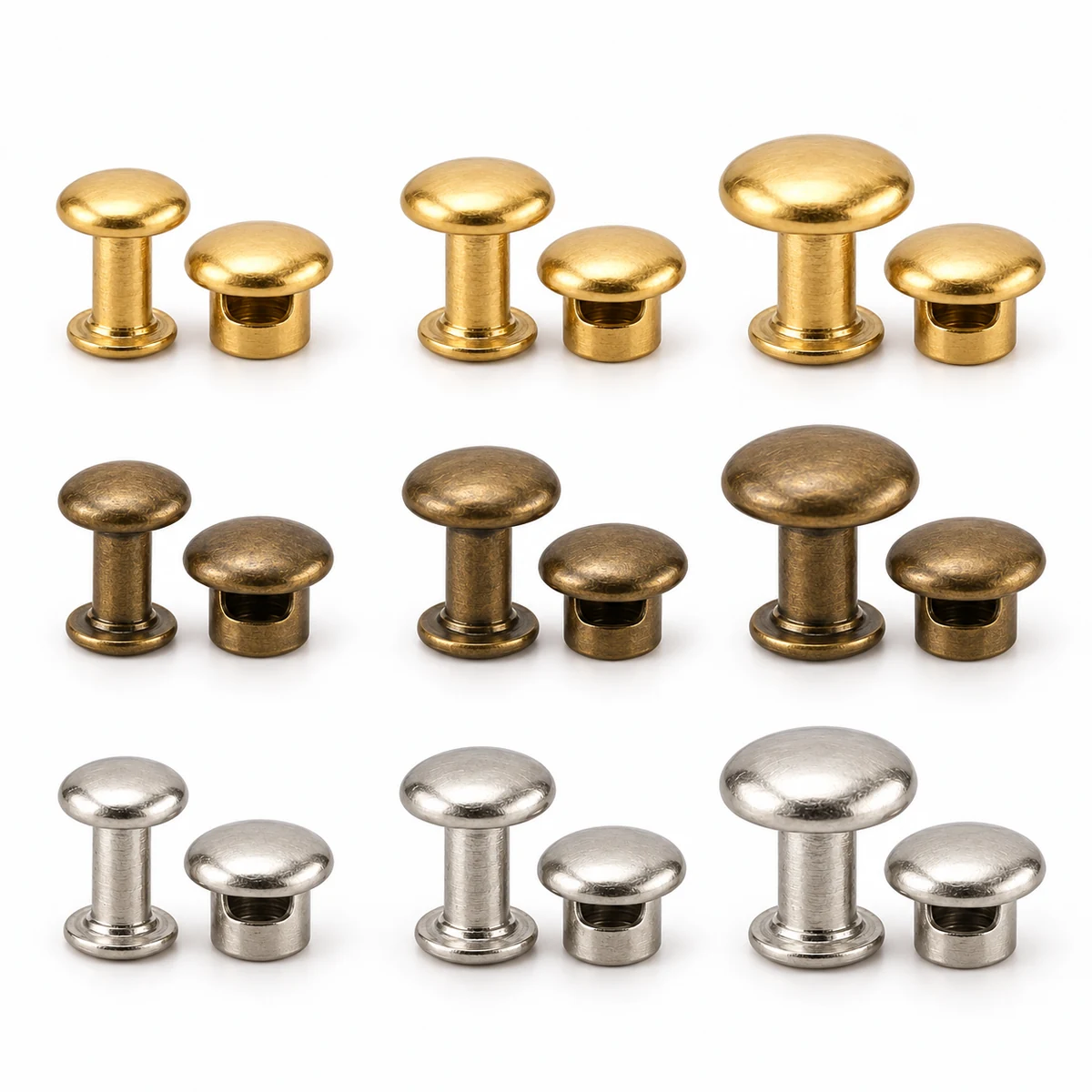 Solid Brass Small Double-cap Rivet 6/7/9mm thumbnail 5