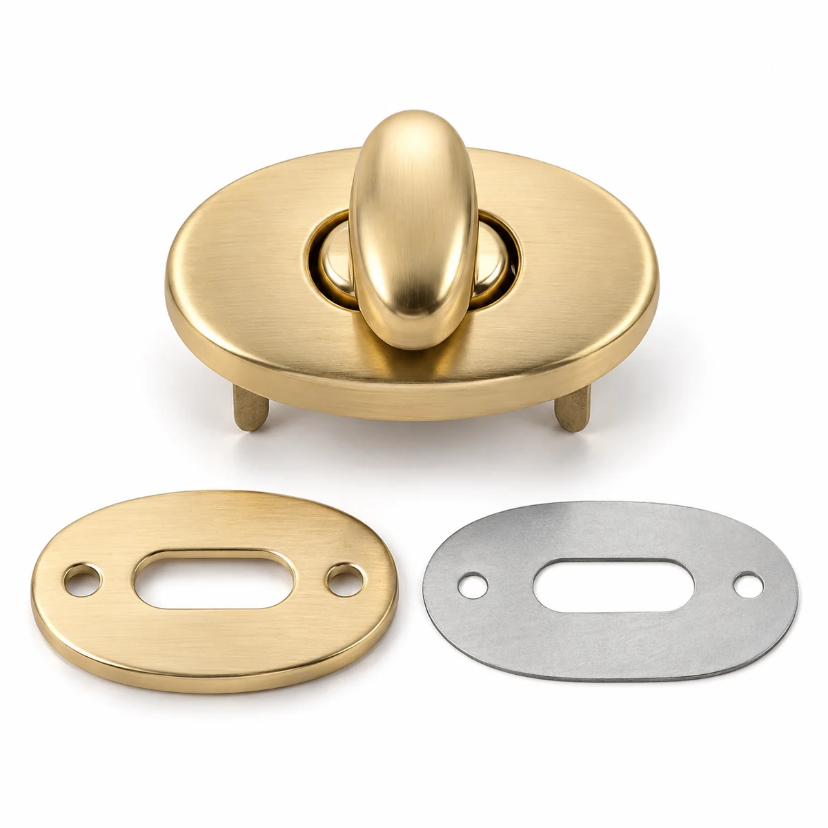 Oval Pebble Turn Lock (Plain, No Logo) - front view
