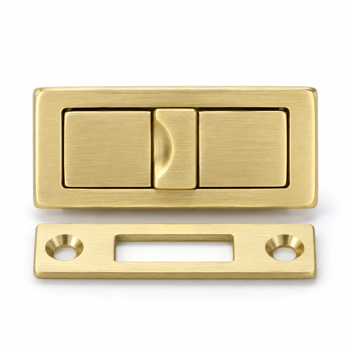 Rectangular Flush Twist Lock (Low-profile, Brass) - front view