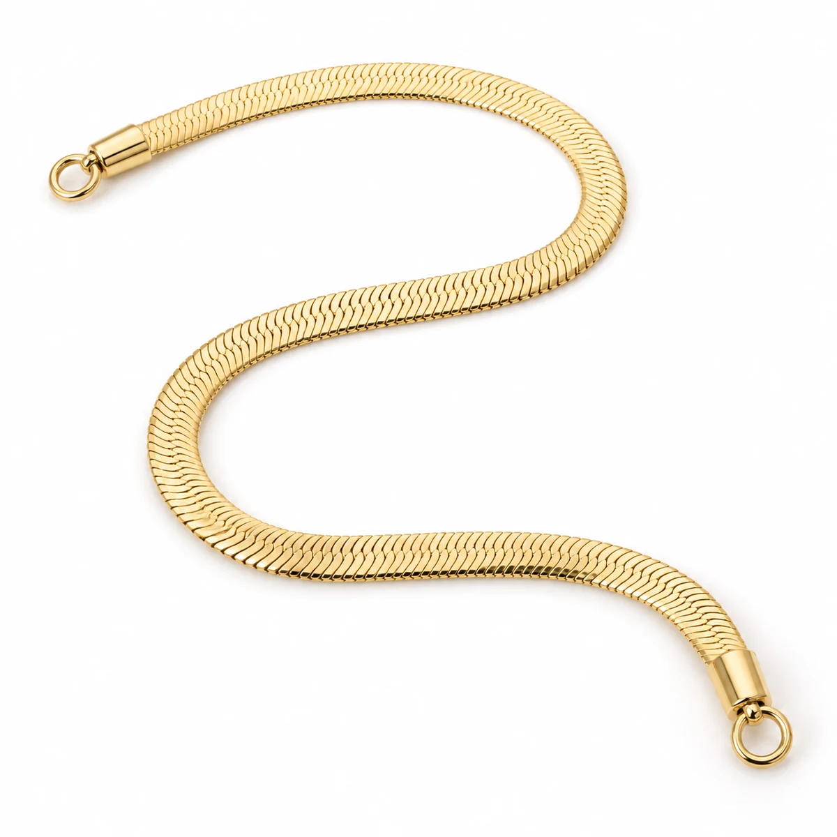 Flat Snake / Herringbone Chain Strap 6–8mm (PVD Gold) - front view