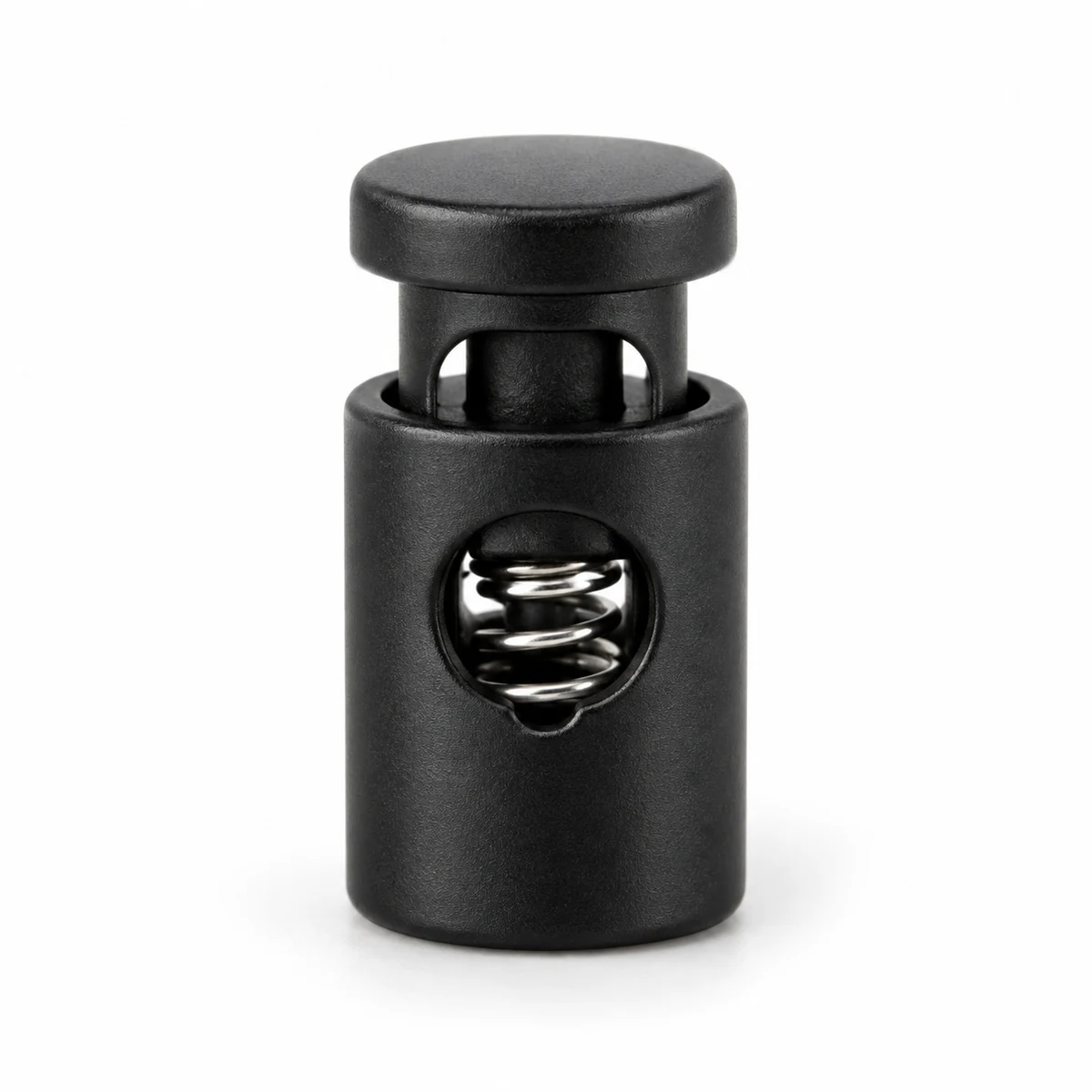 Metal Barrel Cord Lock (Single-hole, Matte) - front view