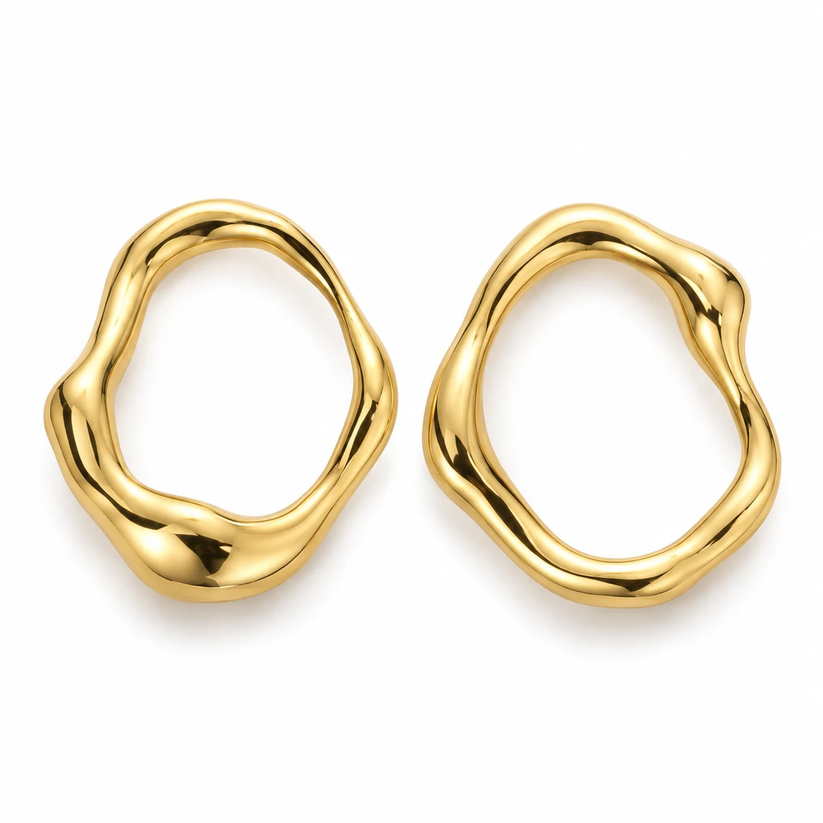 Organic Molten Asymmetric Ring Pair - front view