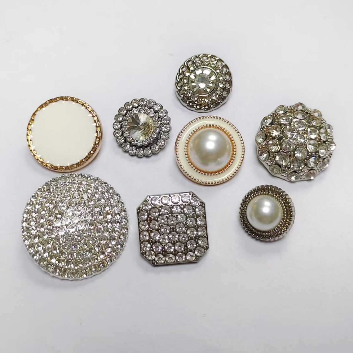 Rhinestone Engraved Zinc Alloy Button main product gallery image